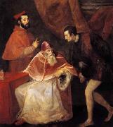 TIZIANO Vecellio Pope Paul III with his Nephews Alessandro and Ottavio Farnese oil painting